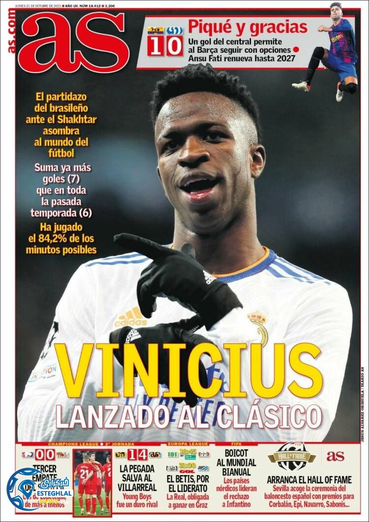 روزنامه ورزشی آ اس پنجشنبه 29 مهر 1400