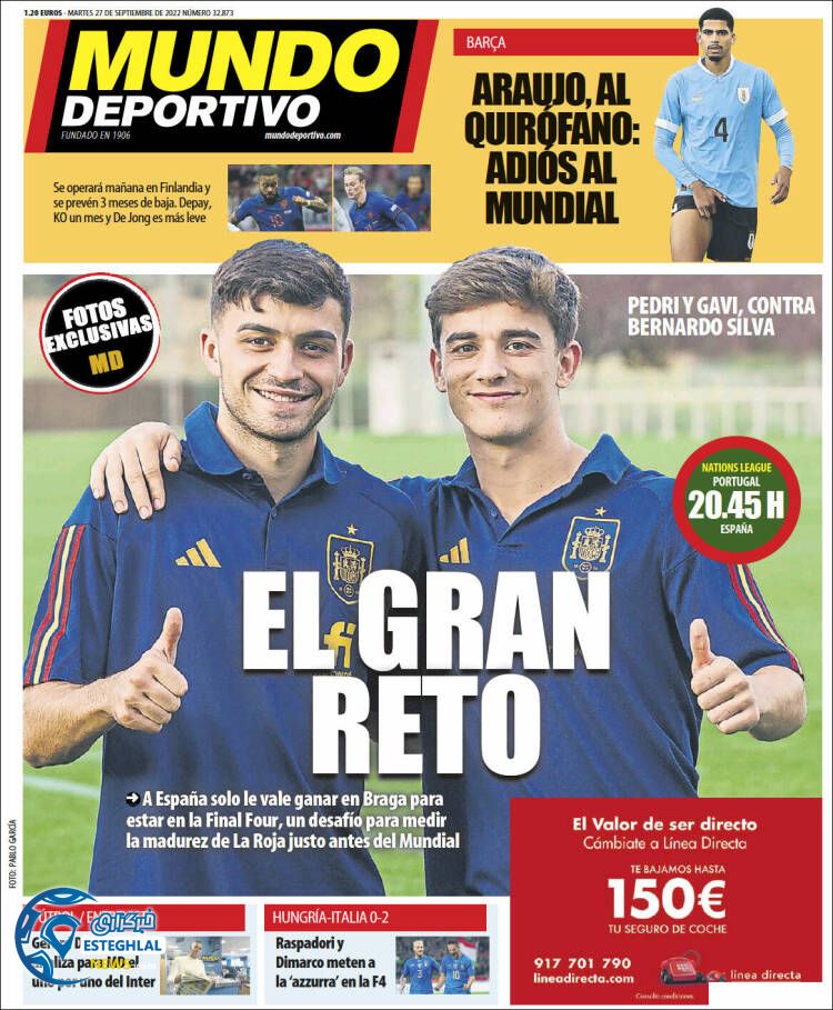 روزنامه ورزشی موندو دپورتیوو سه شنبه 5 مهر 1401 