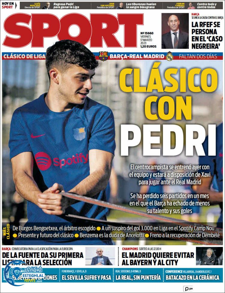 روزنامه ورزشی اسپورت جمعه 26 اسفند 1401 