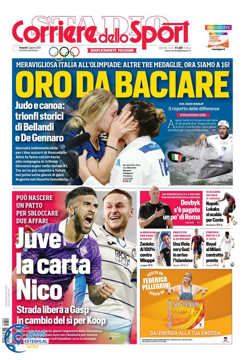 روزنامه ورزشی کوریره دلو اسپورت جمعه 12 مرداد 1403 