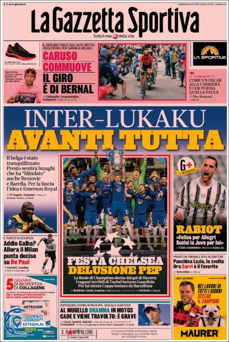 روزنامه ورزشی گاتزتا دلو اسپورت یکشنبه 9 خرداد 1400