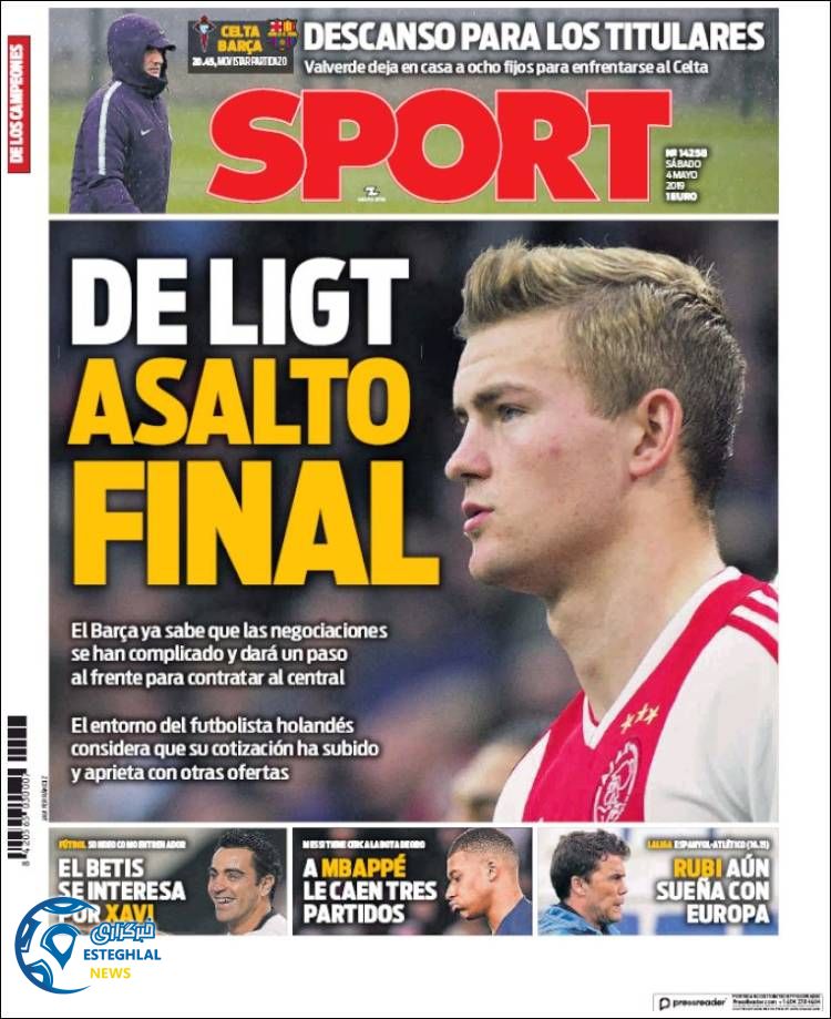 روزنامه ورزشی اسپورت شنبه 14 اردیبهشت 1398