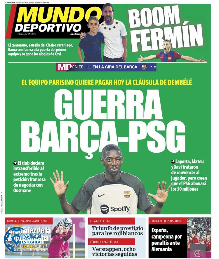 روزنامه  ورزشی موندو دپورتیوو دوشنبه 9 مرداد 1402 