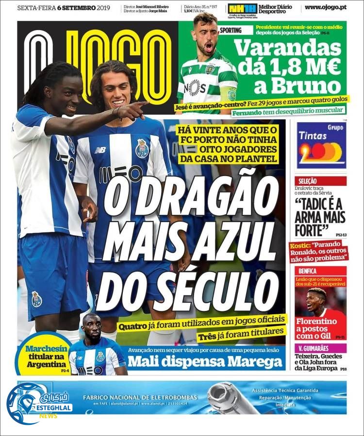 روزنامه ورزشی جوگو جمعه 15 شهریور 1398