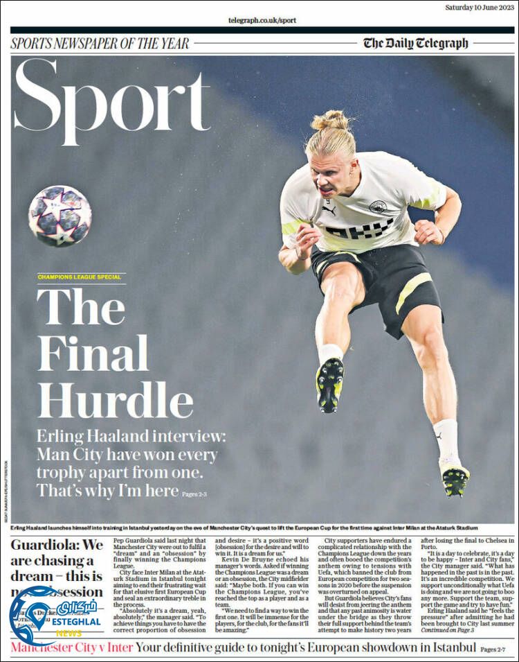 روزنامه ورزشی تلگراف اسپورت شنبه 20 خرداد 1402 