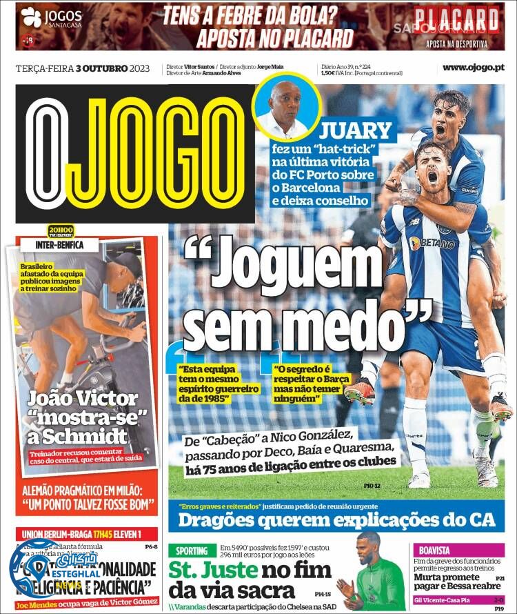 روزنامه ورزشی اوجوگو سه شنبه 11 مهر 1402