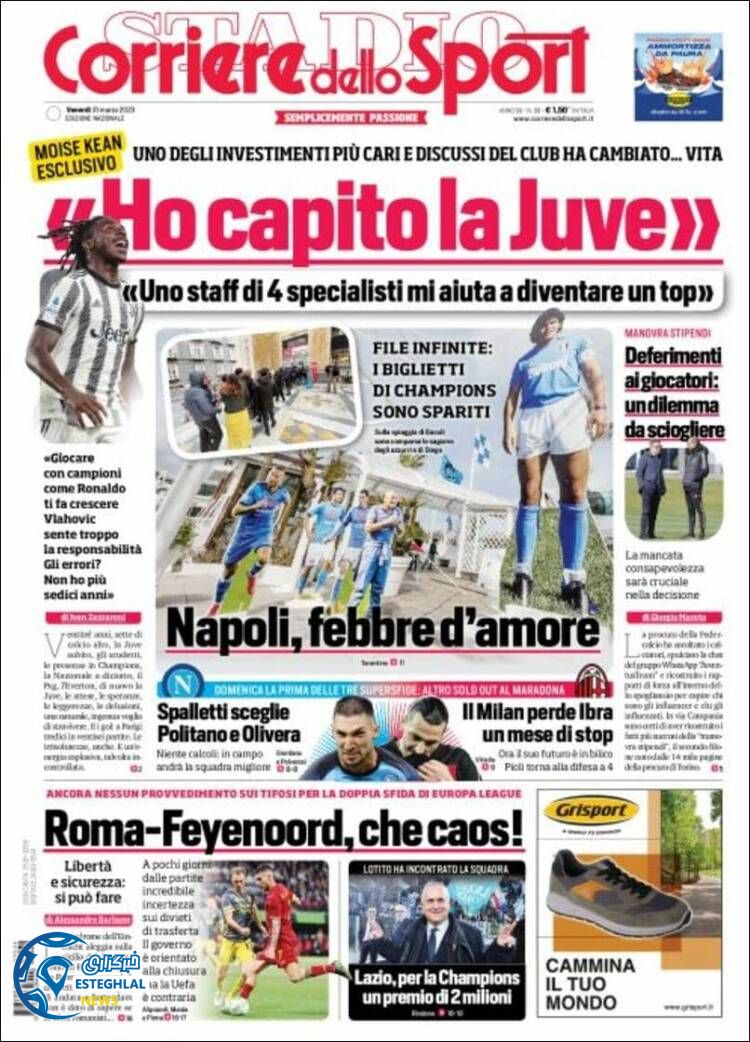 روزنامه ورزشی کوریره دلو اسپورت جمعه 11 فروردین 1402