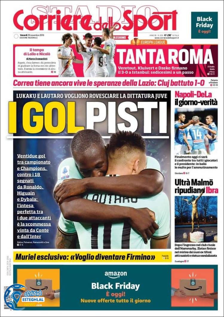 روزنامه ورزشی کوریره دلو اسپورت جمعه 8 آذر 1398