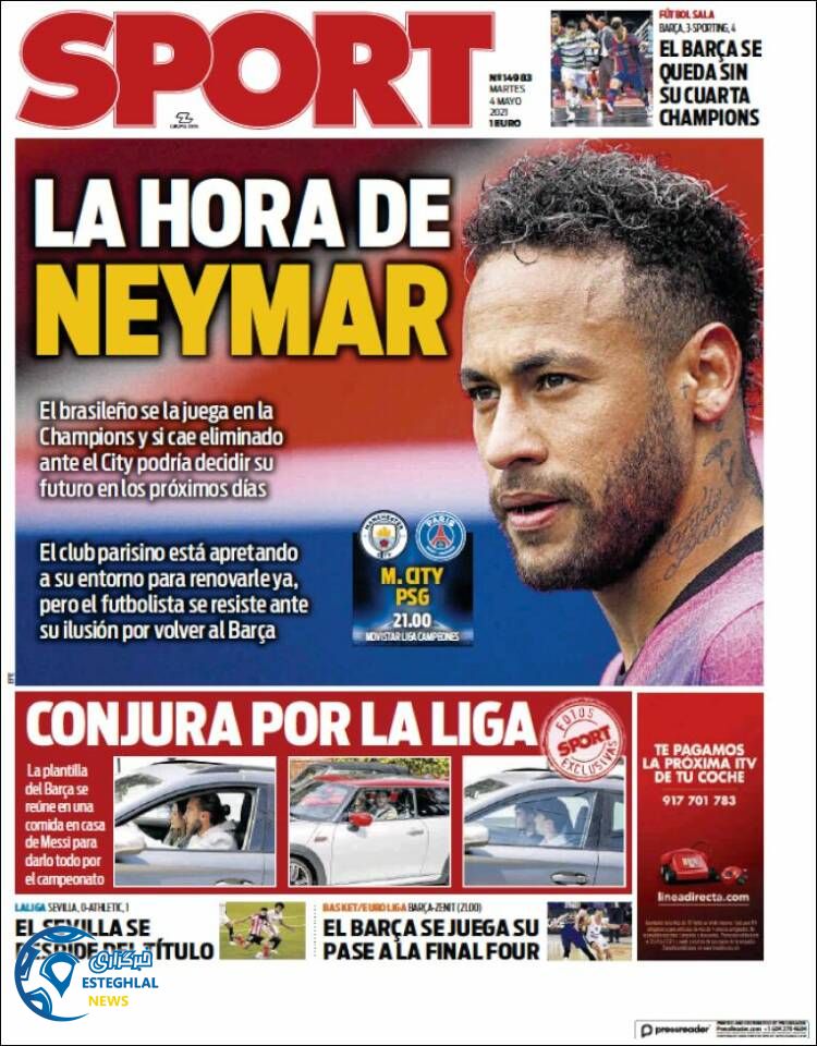 روزنامه ورزشی اسپورت سه شنبه 14 اردیبهشت 1400