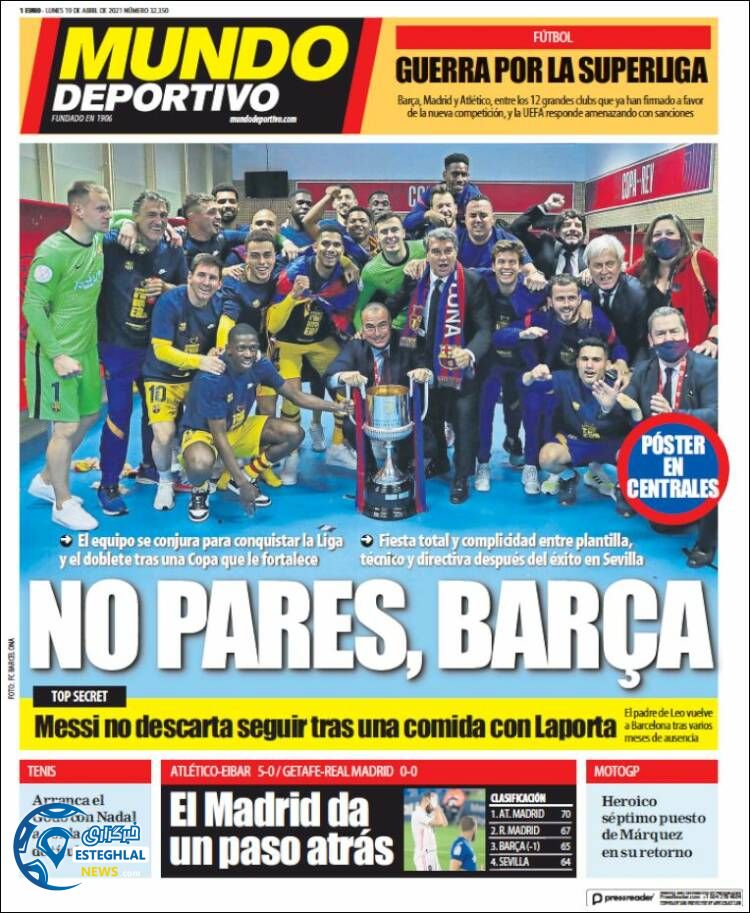 روزنامه ورزشی موندو دپورتیوو دوشنبه 30 فروردین 1400