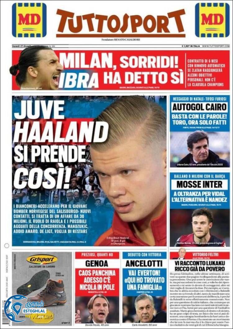 روزنامه ورزشی توتو اسپورت جمعه 6 دی 1398