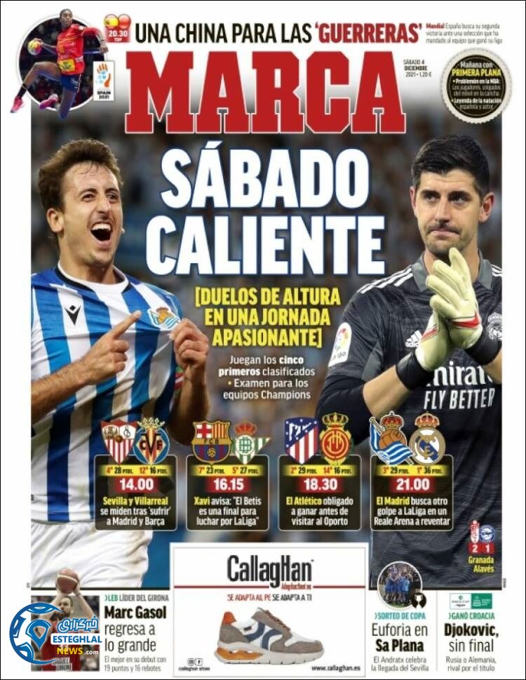 روزنامه ورزشی مارکا شنبه 13 آذر 1400