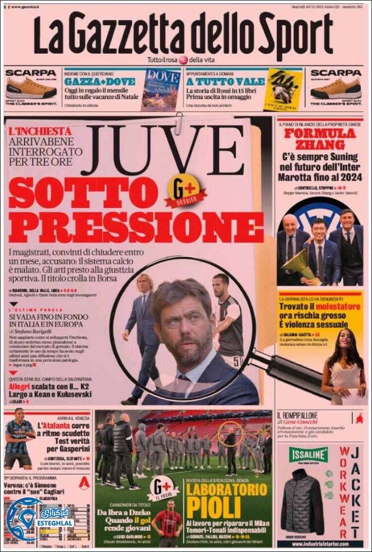 روزنامه ورزشی گاتزتا دلو اسپورت سه شنبه 9 آذر 1400