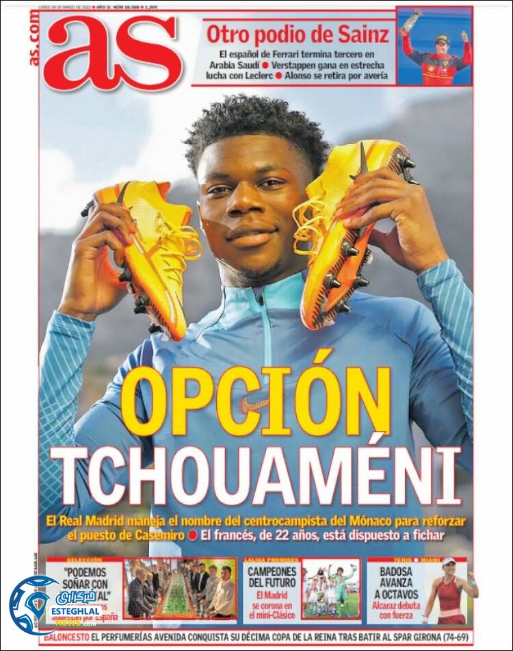 روزنامه ورزشی آ اس دوشنبه 8 فروردین 1401