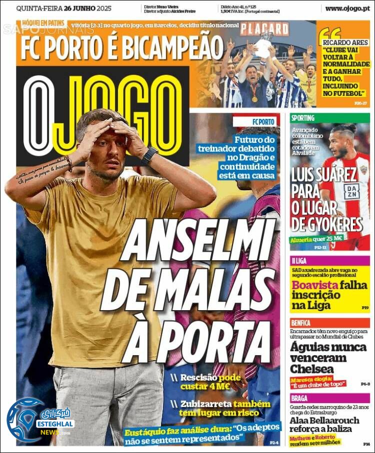 روزنامه ورزشی اوجوگو پنجشنبه 5 تیر 1404  