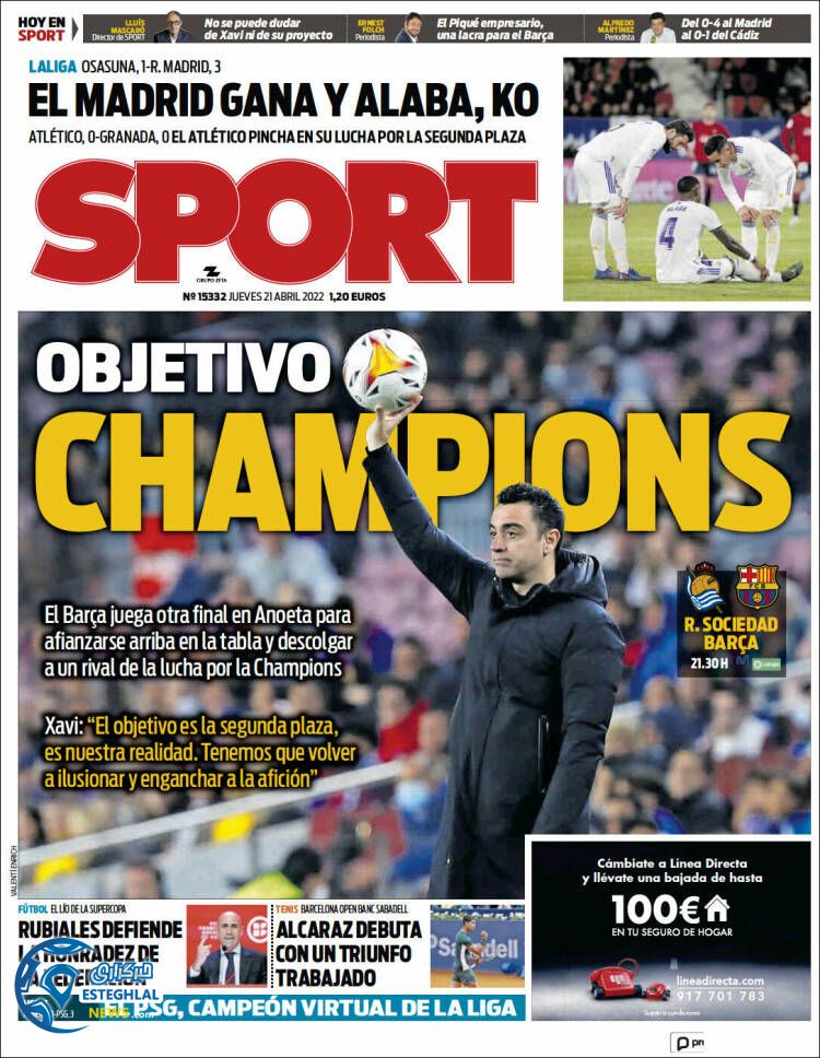 روزنامه ورزشی اسپورت پنجشنبه 1 اردیبهشت 1401