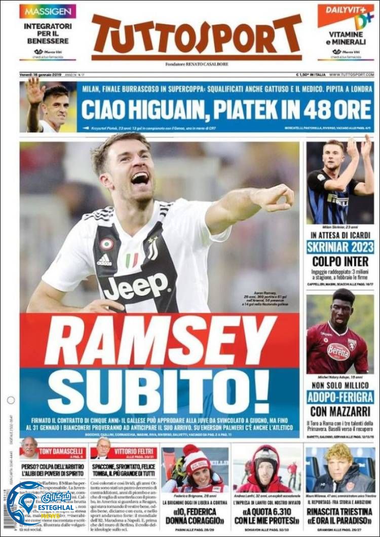 روزنامه ورزشی توتو اسپورت جمعه 28 دی 1397