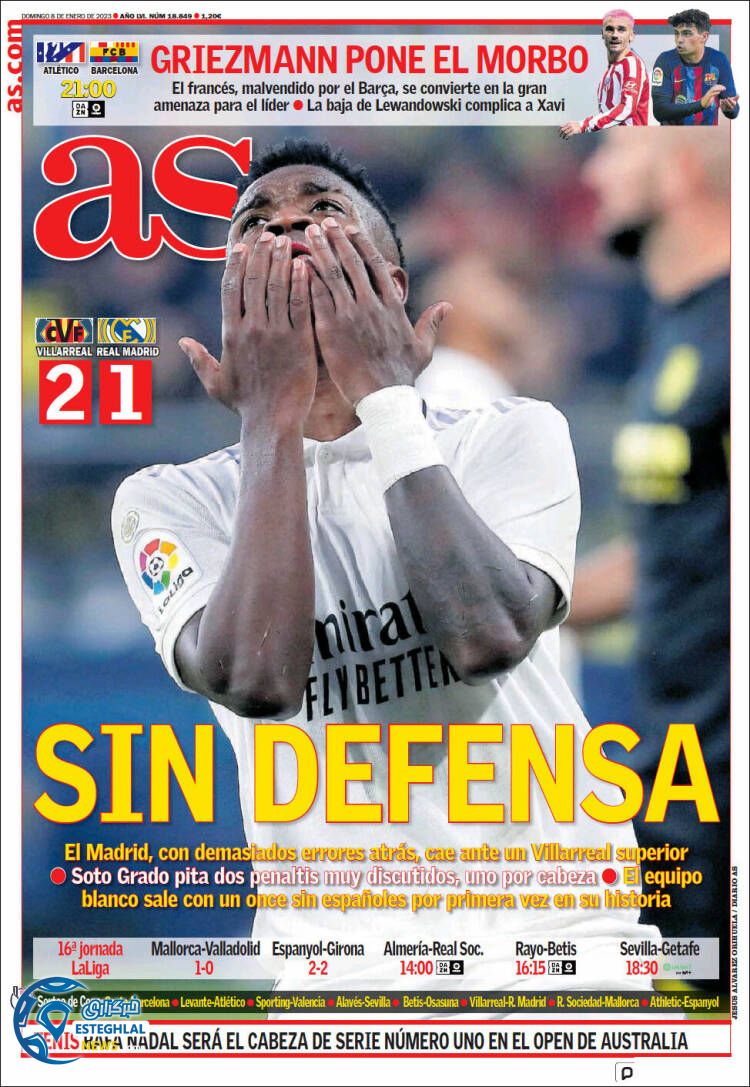 روزنامه ورزشی آ اس یکشنبه 18 دی 1401 