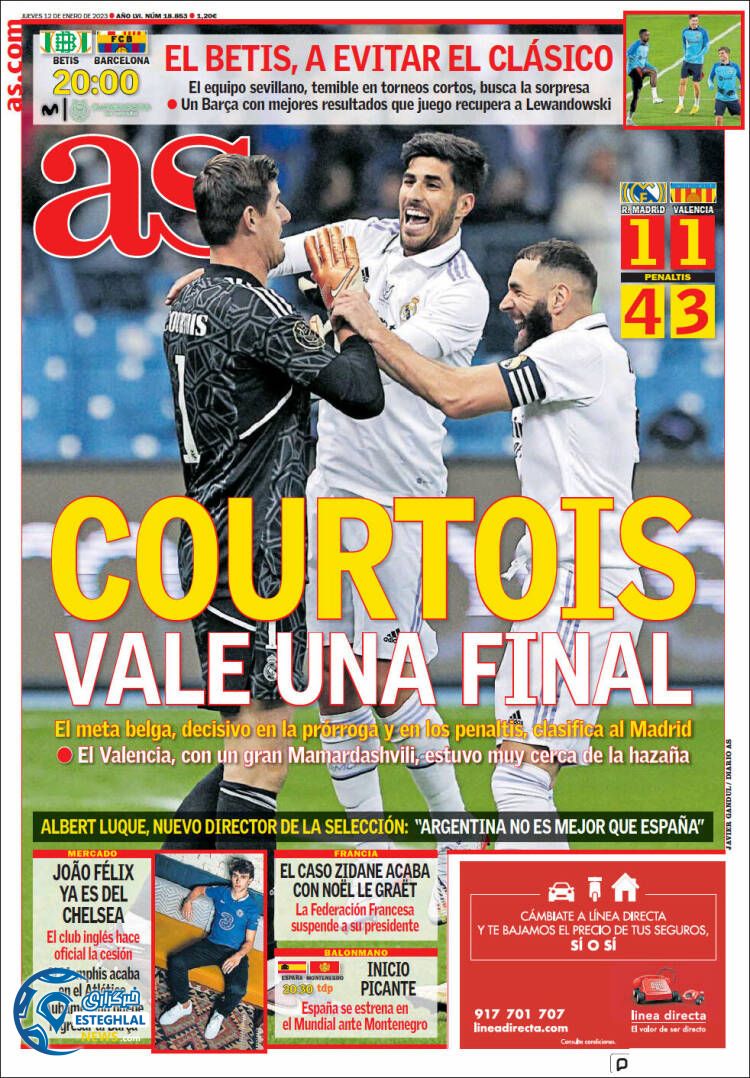 روزنامه ورزشی آ اس پنجشنبه 22 دی 1401 