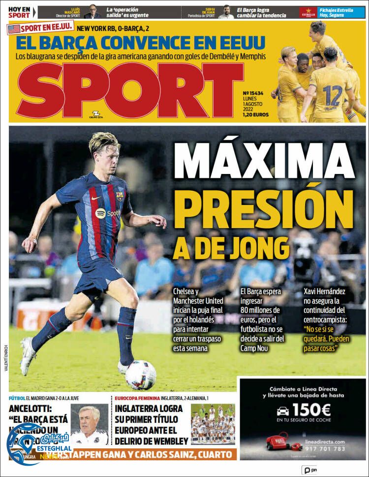 روزنامه ورزشی اسپورت دوشنبه 10 مرداد 1401 