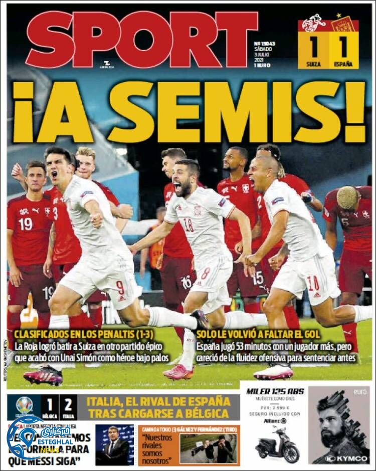 روزنامه  ورزشی اسپورت شنبه 12 تیر 1400