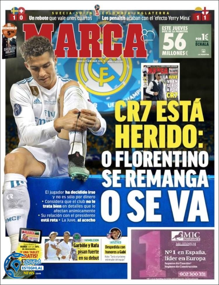 روزنامه ورزشی مارکا چهارشنبه 13 تیر 1397