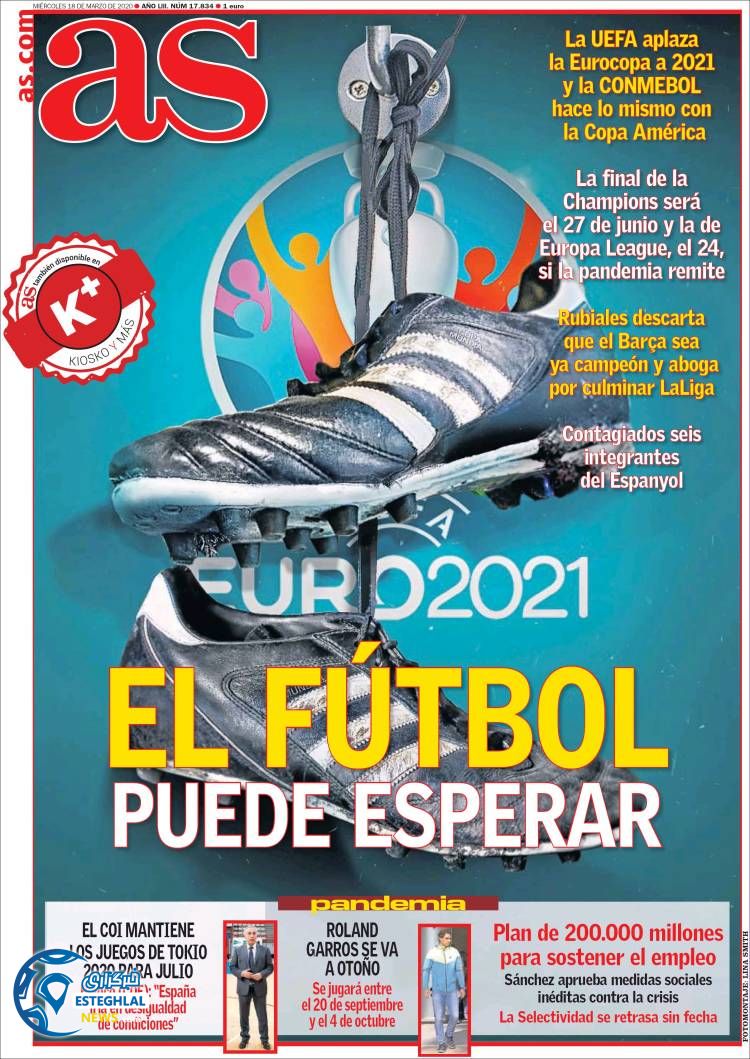 روزنامه ورزشی آاس چهارشنبه 28 اسفند 1398