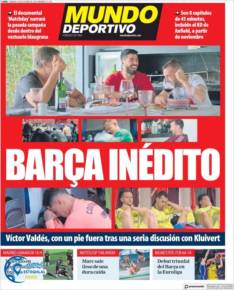 روزنامه ورزشی موندو دپورتیوو شنبه 13 مهر 1398