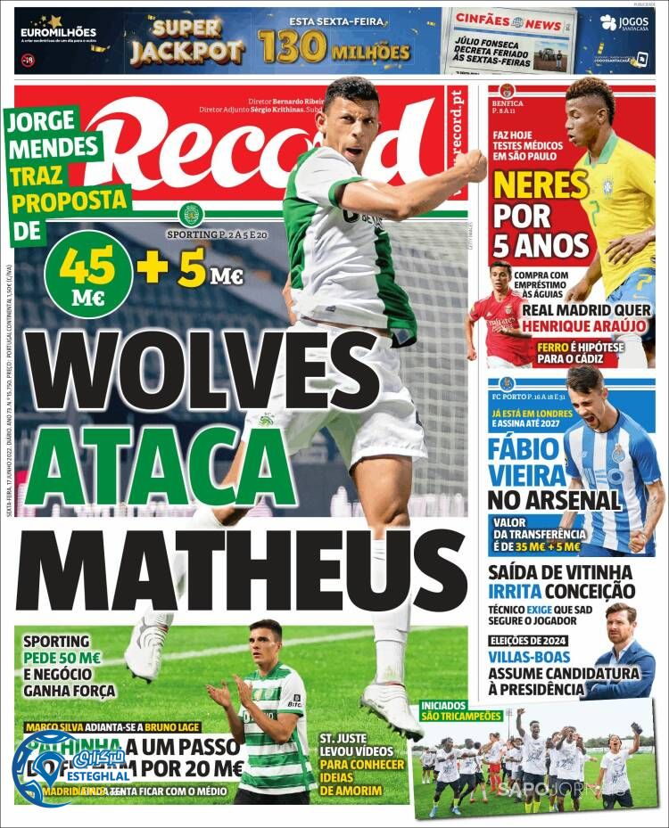 روزنامه ورزشی رکورد جمعه 27 خرداد 1401