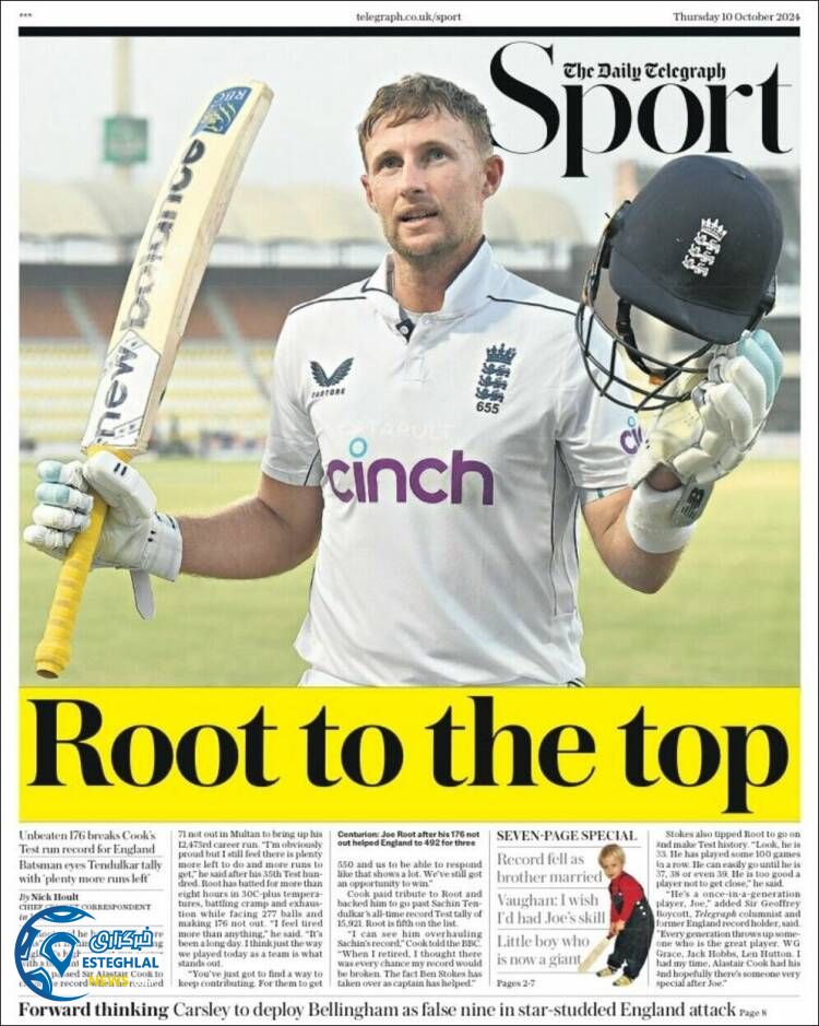 روزنامه  ورزشی تلگراف اسپورت پنجشنبه 19 مهر 1403  