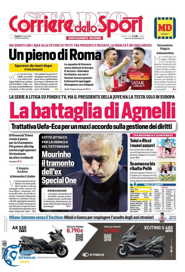 روزنامه ورزشی کوریره دلو اسپورت شنبه 30 اسفند 1399