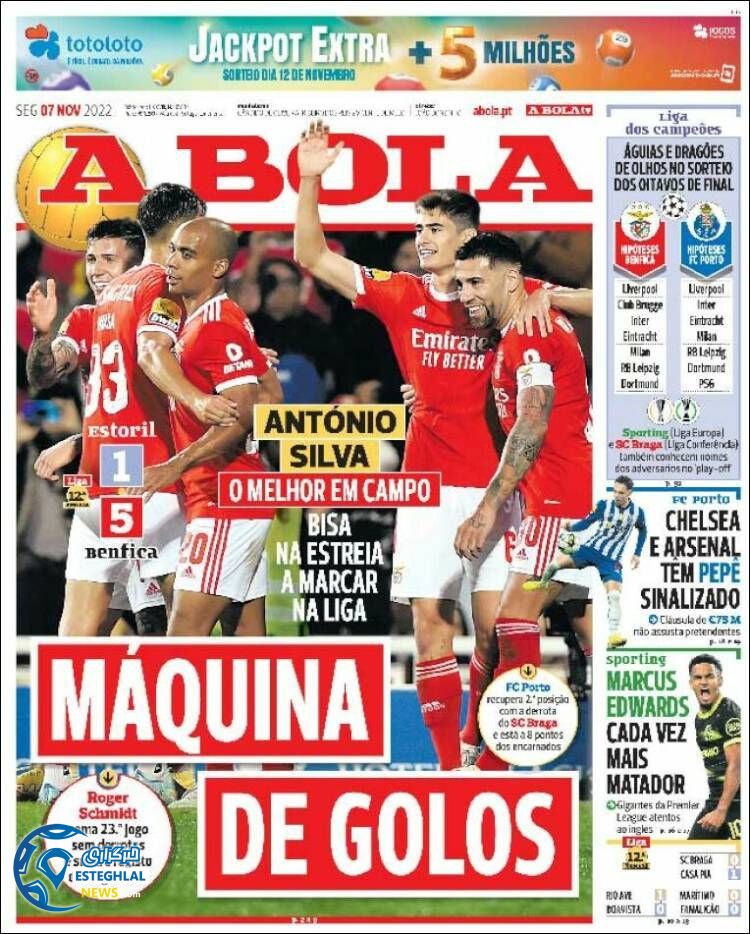 روزنامه  ورزشی آبولا دوشنبه 16 آبان 1401 