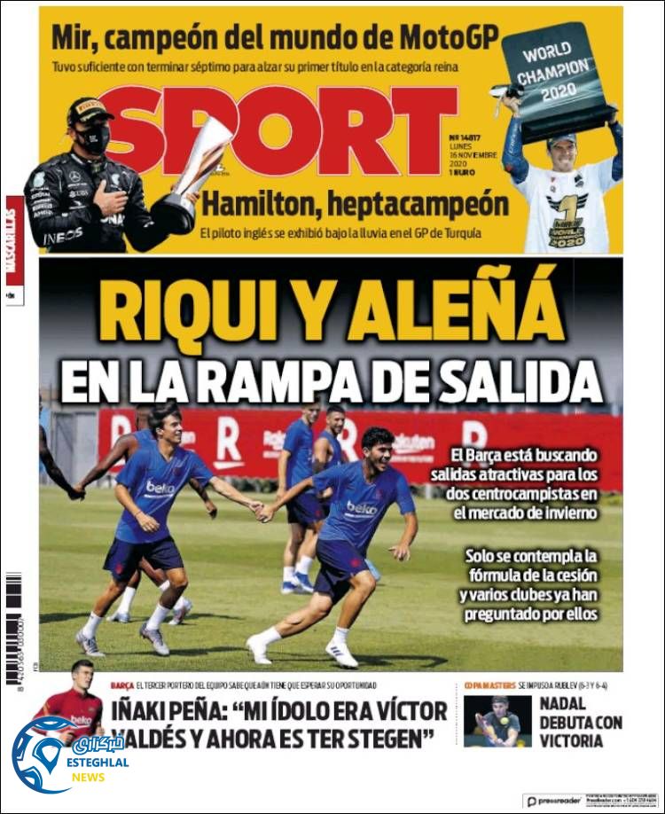 روزنامه ورزشی اسپورت دوشنبه 26 آبان 1399