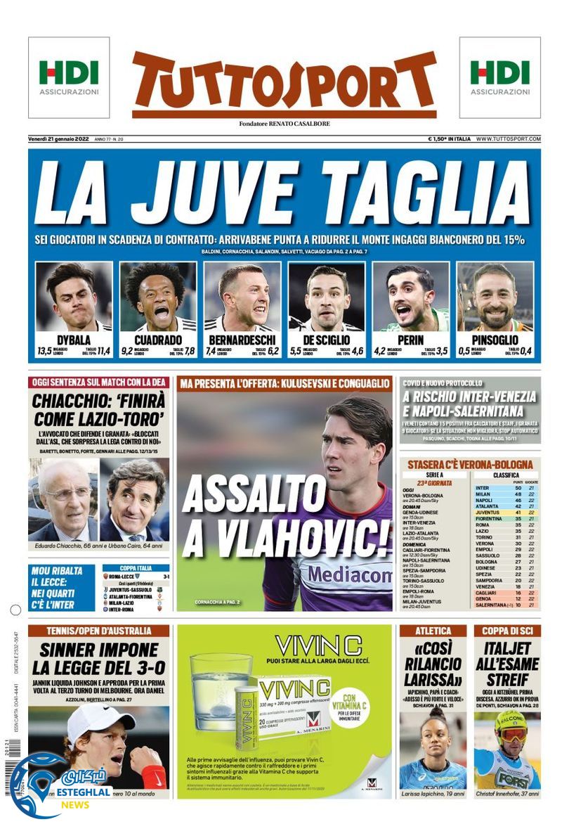 روزنامه ورزشی توتو اسپورت جمعه 1 بهمن 1400