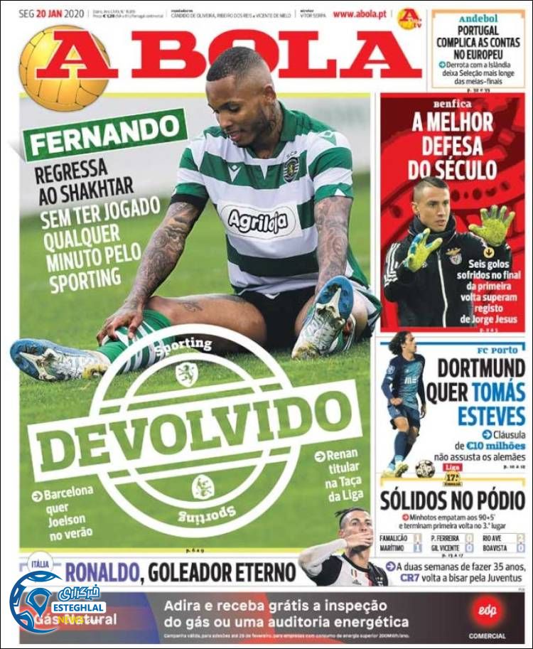 روزنامه ورزشی آبولا دوشنبه 30 دی 1398