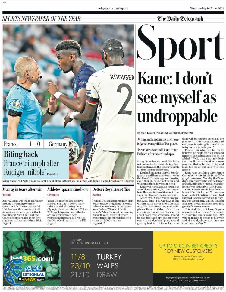 روزنامه ورزشی تلگراف اسپورت چهارشنبه 26 خرداد 1400