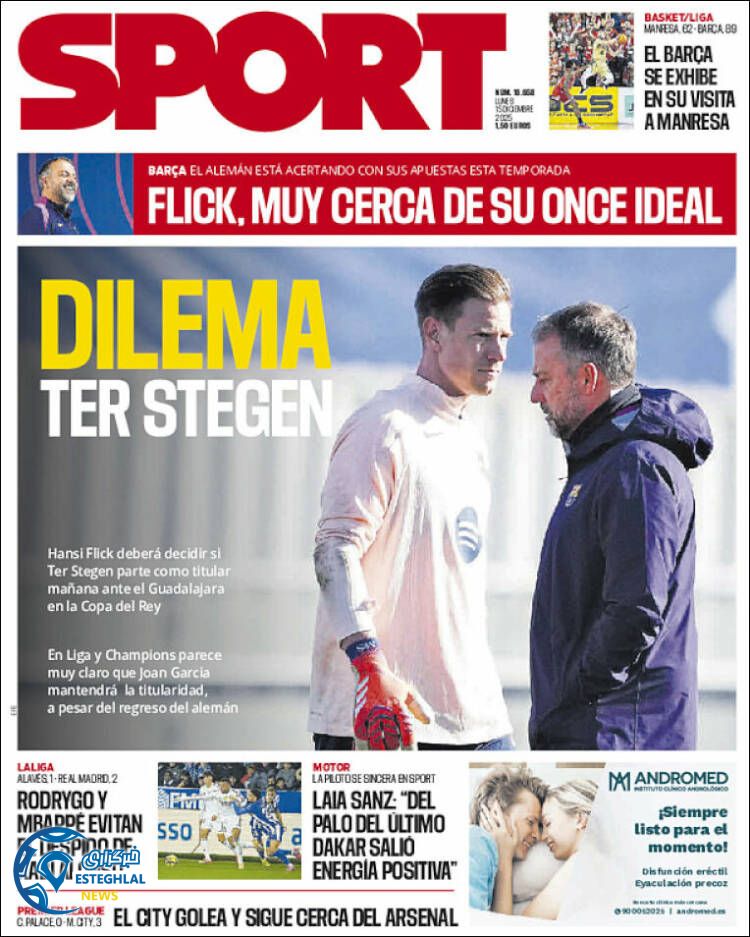 روزنامه  ورزشی اسپورت  دوشنبه 24 آذر 1404  