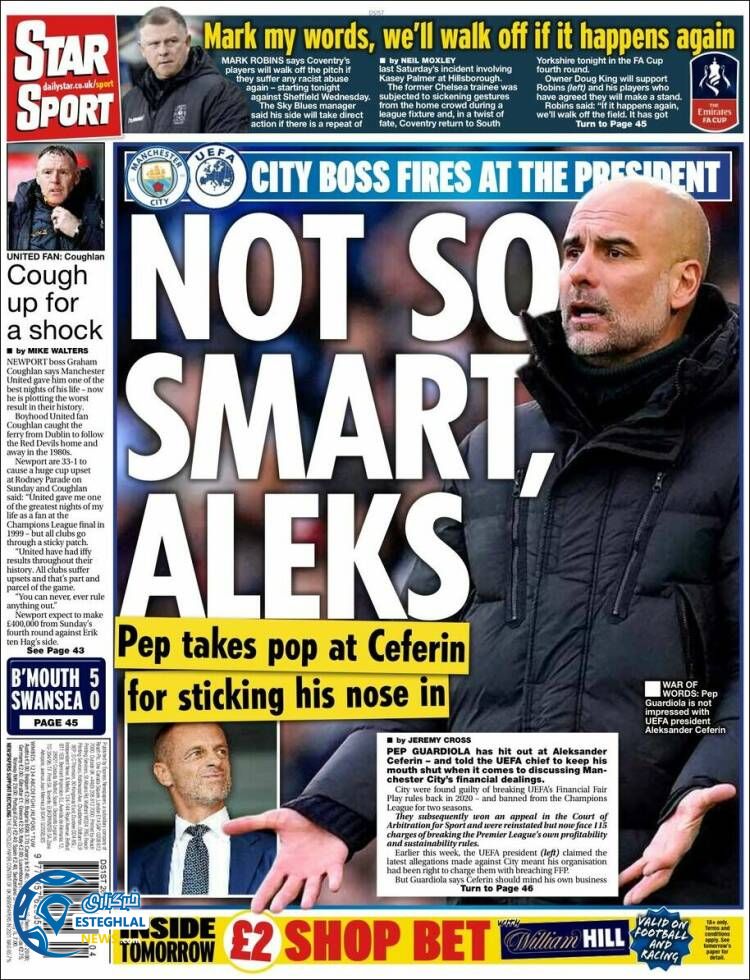 روزنامه ورزشی استار اسپورت جمعه 6 بهمن 1402 