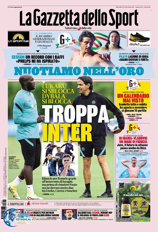 روزنامه ورزشی گاتزتا دلو اسپورت سه شنبه 31 خرداد 1401