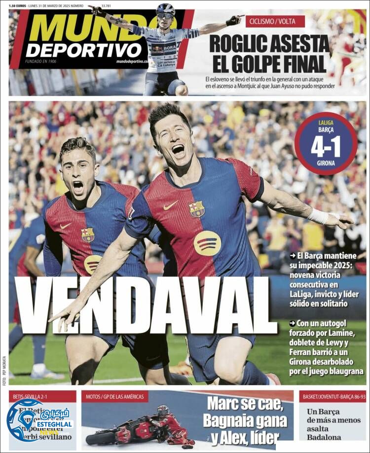 روزنامه  ورزشی موندو دپورتیوو دوشنبه 11 فروردین 1404 