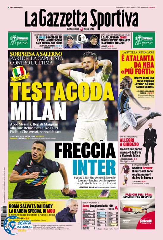 روزنامه ورزشی گاتزتا دلو اسپورت یکشنبه 1 اسفند 1400