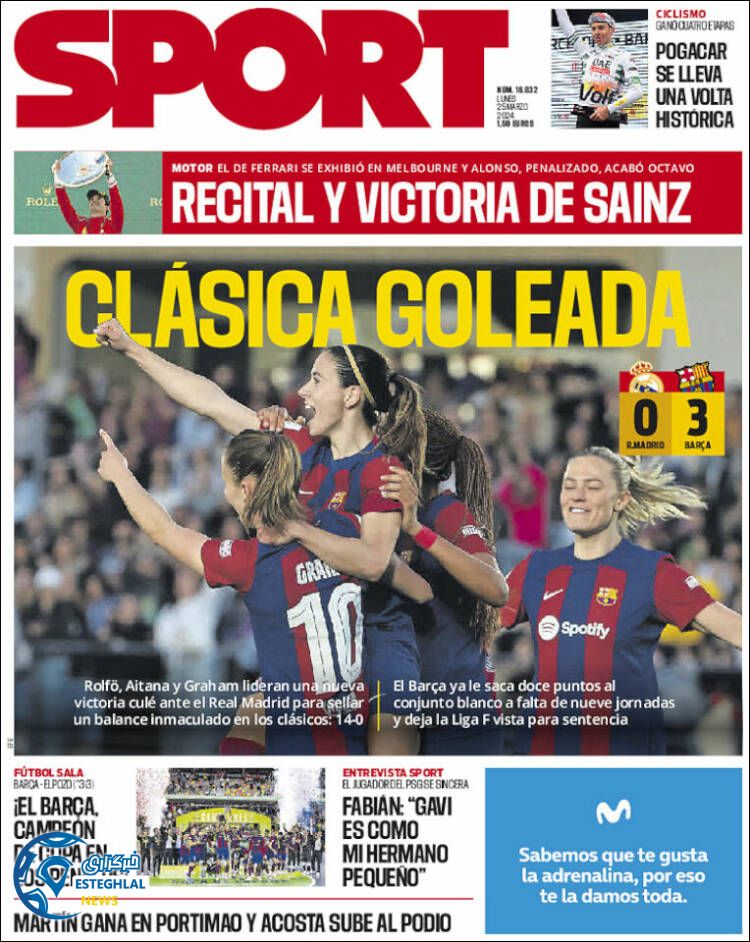 روزنامه ورزشی اسپورت دوشنبه 6 فروردین 1403 