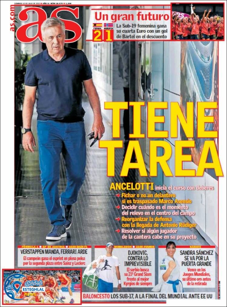 روزنامه ورزشی آ اس یکشنبه 19 تیر 1401