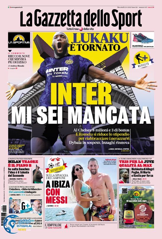 روزنامه ورزشی گاتزتا دلو اسپورت چهارشنبه 1 تیر 1401