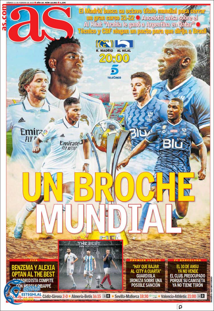 روزنامه ورزشی آ اس شنبه 22 بهمن 1401 