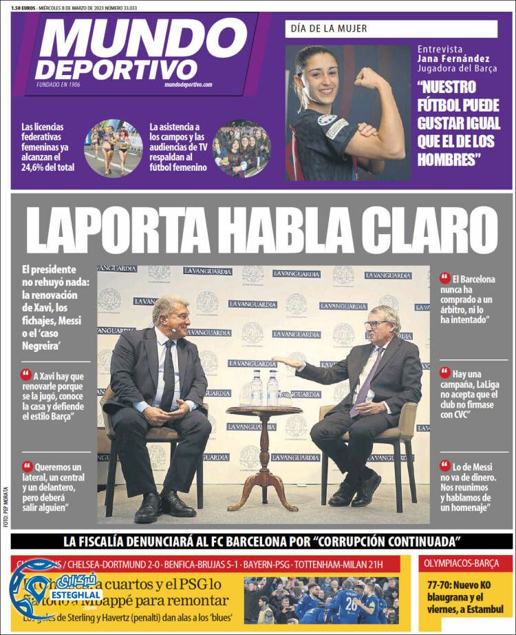 روزنامه ورزشی موندو دپورتیوو چهارشنبه 17 اسفند 1401 