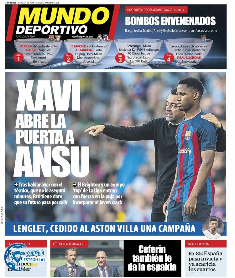 روزنامه ورزشی موندو دپورتیوو پنجشنبه 9 شهریور 1402 