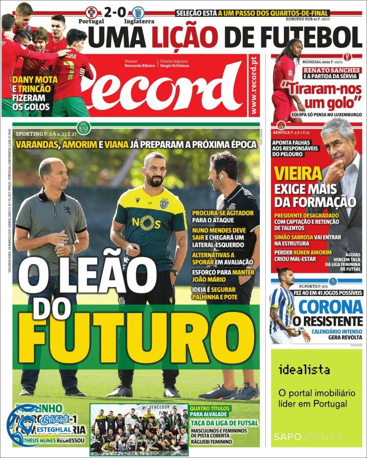 روزنامه ورزشی رکورد دوشنبه 9 فروردین 1400