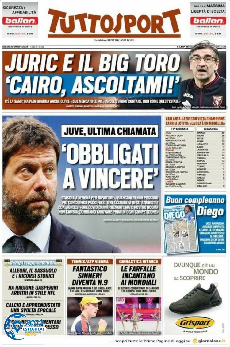 روزنامه ورزشی توتو اسپورت شنبه 8 آبان 1400