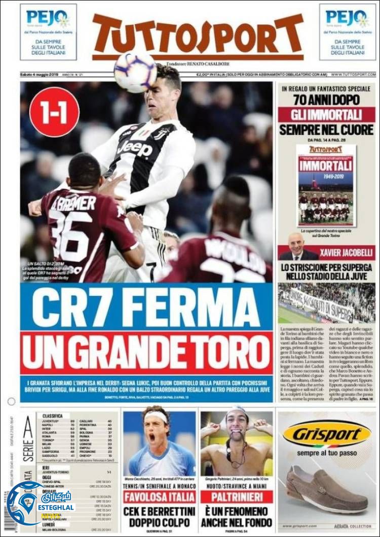 روزنامه ورزشی توتو اسپورت شنبه 14 اردیبهشت 1398